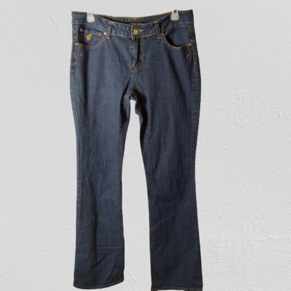 COPY - Rocawear Blue Vintage Mid Low Rise Gold Embroidery Jeans Size 11